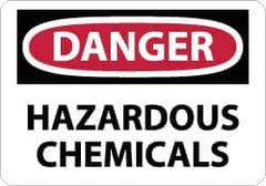 NMC - "Danger - Hazardous Chemicals", 7" Long x 10" Wide, Pressure-Sensitive Vinyl Safety Sign - Rectangle, 0.004" Thick, Use for Hazardous Materials - Eagle Tool & Supply