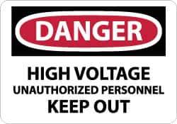 NMC - "Danger - High Voltage - Unauthorized Personnel Keep Out", 10" Long x 14" Wide, Aluminum Safety Sign - Rectangle, 0.04" Thick, Use for Accident Prevention - Eagle Tool & Supply