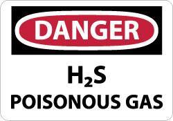 NMC - "Danger - H2s - Poisonous Gas", 10" Long x 14" Wide, Rigid Plastic Safety Sign - Rectangle, 0.05" Thick, Use for Hazardous Materials - Eagle Tool & Supply