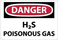 NMC - "Danger - H2s - Poisonous Gas", 10" Long x 14" Wide, Rigid Plastic Safety Sign - Rectangle, 0.05" Thick, Use for Hazardous Materials - Eagle Tool & Supply