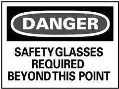 NMC - "Danger - Safety Glasses Required Beyond This Point", 14" Long x 20" Wide, Aluminum Safety Sign - Rectangle, 0.04" Thick, Use for Accident Prevention - Eagle Tool & Supply