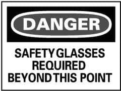 NMC - "Danger - Safety Glasses Required Beyond This Point", 20" Long x 28" Wide, Aluminum Safety Sign - Rectangle, 0.04" Thick, Use for Accident Prevention - Eagle Tool & Supply