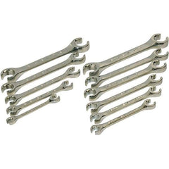 SK - 11 Piece, 1/4 x 5/16 to 3/4 x 7/8", Flare Nut Wrench Set - Inch/Metric System of Measurement, Chrome Finish - Eagle Tool & Supply