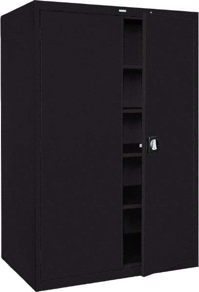 Sandusky Lee - 5 Shelf Locking Storage Cabinet - Steel, 46" Wide x 24" Deep x 78" High, Black - Eagle Tool & Supply