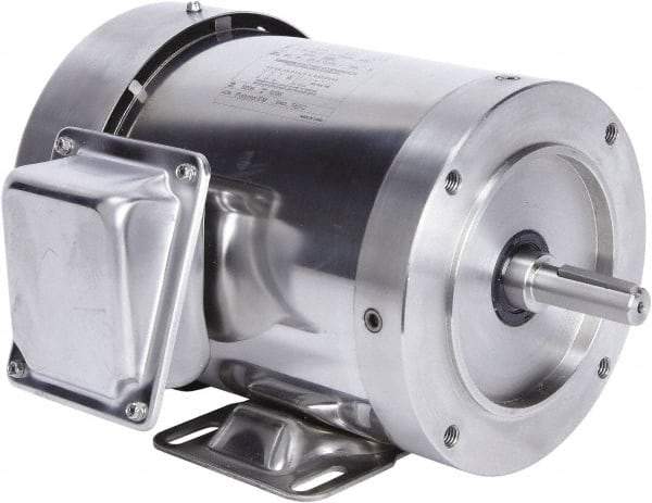 Leeson - 1 Max hp, 3,600 Max RPM, Premium Efficient Electric AC DC Motor - 230/460 V Input, Three Phase, 56HC Frame, 5/8" Shaft Diam, C-Face with Base Mount, TEFC Enclosure - Eagle Tool & Supply