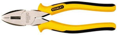 Stanley - 8-3/4" OAL, 1-31/64" Jaw Length, Side Cutting Linesman's Pliers - Serrated Jaw, Round Nose Head, TPR Handles - Eagle Tool & Supply