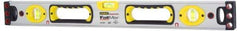 Stanley - Magnetic 48" Long 3 Vial Box Beam Level - Aluminum, Silver, 1 Level & 2 Plumb Vials - Eagle Tool & Supply