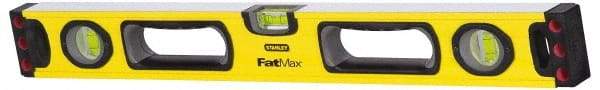 Stanley - 48" Long 3 Vial Box Beam Level - Aluminum, Yellow, 1 Level & 2 Plumb Vials - Eagle Tool & Supply