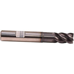 Emuge - 4mm Diam, 8mm LOC, 3 Flute Solid Carbide Roughing & Finishing End Mill - TiAlN Finish, 57mm OAL, 6mm Shank Diam, Weldon Shank, 45° Helix, Centercutting, Regular Length - Eagle Tool & Supply
