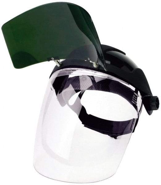 Sellstrom - Nylon Black Ratchet Adjustment, Welding Face Shield & Headgear Set - 12-1/8" Wide x 9" High x 0.06" Thick, Anti-Fog, Clear Window - Eagle Tool & Supply