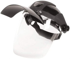 Sellstrom - Nylon Black Ratchet Adjustment, Welding Face Shield & Headgear Set - 12-1/8" Wide x 9" High x 0.06" Thick, Anti-Fog, Clear Window - Eagle Tool & Supply