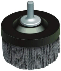 Osborn - 1-1/2" 120 Grit Silicon Carbide Crimped Disc Brush - Fine Grade, Quick Change Connector, 1-3/8" Trim Length, 1/4" Shank Diam - Eagle Tool & Supply