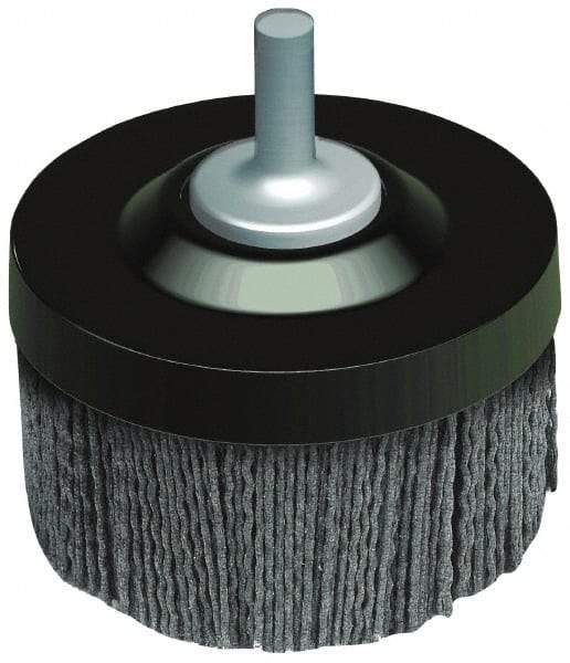 Osborn - 2" 80 Grit Silicon Carbide Crimped Disc Brush - Medium Grade, Quick Change Connector, 1-3/8" Trim Length, 1/4" Shank Diam - Eagle Tool & Supply