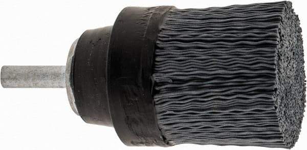 Osborn - 1-1/2" 320 Grit Silicon Carbide Crimped Disc Brush - Extra Fine Grade, Quick Change Connector, 1-3/8" Trim Length, 1/4" Shank Diam - Eagle Tool & Supply