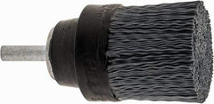 Osborn - 1-1/2" 320 Grit Silicon Carbide Crimped Disc Brush - Extra Fine Grade, Quick Change Connector, 1-3/8" Trim Length, 1/4" Shank Diam - Eagle Tool & Supply