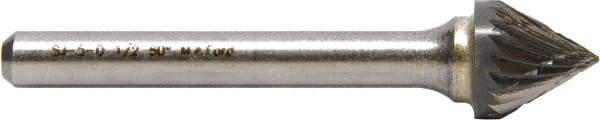 M.A. Ford - 25mm Cut Diam, 6mm Shank Diam, Cone Head Single Cut Burr - Carbide, Point End, 21mm LOC, 70mm OAL - Eagle Tool & Supply