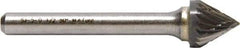 M.A. Ford - 25mm Cut Diam, 6mm Shank Diam, Cone Head Single Cut Burr - Carbide, Point End, 21mm LOC, 70mm OAL - Eagle Tool & Supply