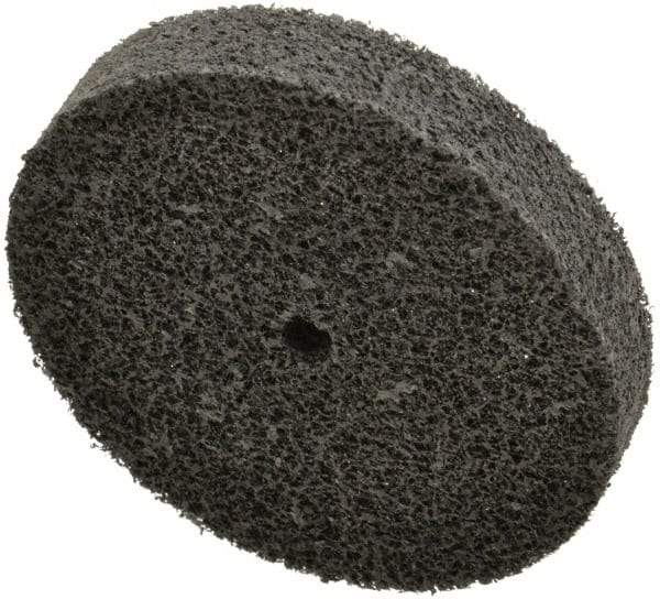 Brite Star - 3" Diam, 1/2" Face Width, 1/4" Center Hole, Fine Grade, Silicon Carbide Deburring Wheel - Unitized, Soft Density 2 Grade, 10,000 RPM - Eagle Tool & Supply