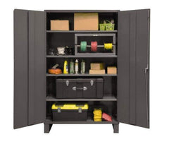 Durham - 4 Shelf Locking Storage Cabinet - Steel, 48" Wide x 24" Deep x 78" High, Gray - Eagle Tool & Supply