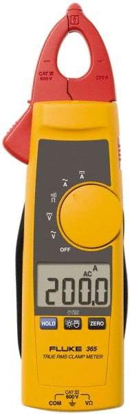 Fluke - 365, CAT III, Digital True RMS Clamp Meter with 0.7087" Detachable Jaws - 600 VAC/VDC, 200 AC/DC Amps, Measures Voltage, Current, Resistance - Eagle Tool & Supply