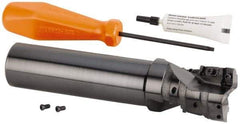 Kennametal - 50.39mm Cut Diam, 54mm Max Depth of Cut, 1-1/2" Shank Diam, 168.88mm OAL, Indexable Square Shoulder Helical End Mill - GOMT 1604.., JOMT 1604.. Inserts, Cylindrical Shank, 0° Lead Angle, Through Coolant, Series KDMR - Eagle Tool & Supply