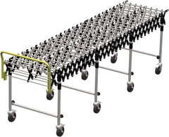 Value Collection - 18 Inches Wide x 3.8 Ft. to 12 Ft. Extended Length Flexible Conveyor - 31-1/2 to 39.4" High, 4 Leg Sets per Unit, 7 Wheels per Axle - Eagle Tool & Supply