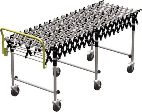 Value Collection - 18 Inches Wide x 2.7 Ft. to 8 Ft. Extended Length Flexible Conveyor - 31-1/2 to 39.4" High, 3 Leg Sets per Unit, 7 Wheels per Axle - Eagle Tool & Supply