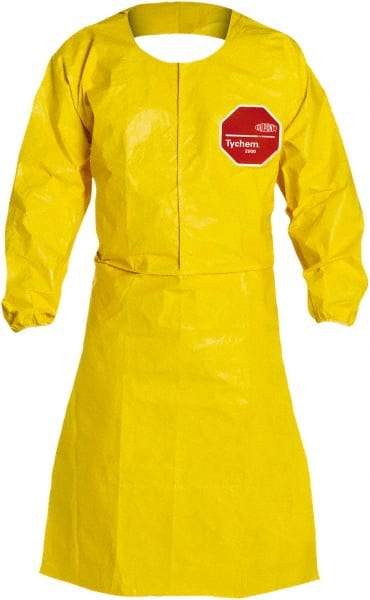 Dupont - Disposable & Chemical Resistant Aprons - 28X44 YLW 2XL 25/CS TYCHEM 2000 SLEEVED APRON - Eagle Tool & Supply