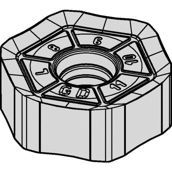 Kennametal - HNPJ535 Grade KC522M Carbide Milling Insert - TiAlN Finish, 0.2189" Thick, 5/8" Inscribed Circle, 1.2mm Corner Radius - Eagle Tool & Supply