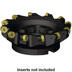 Kennametal - 100mm Cut Diam, 32mm Arbor Hole, 4.5mm Max Depth of Cut, 45° Indexable Chamfer & Angle Face Mill - 6 Inserts, HNGJ 0905.. Insert, Right Hand Cut, 6 Flutes, Through Coolant, Series KSHR - Eagle Tool & Supply