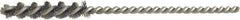 Brush Research Mfg. - 3mm Diam Helical Stainless Steel Tube Brush - 0.003" Filament Diam, 1" Brush Length, 3" OAL, 0.055" Diam Shank - Eagle Tool & Supply