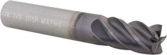M.A. Ford - 1/2", 5 Flute, Single End, Solid Carbide, 0.015" Corner Radius End Mill - 3" OAL, 38° Helix, Right Hand Flute, 1" LOC, Right Hand Cut - Eagle Tool & Supply