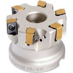 Iscar - 7 Inserts, 3" Cut Diam, 1" Arbor Diam, 0.472" Max Depth of Cut, Indexable Square-Shoulder Face Mill - 0/90° Lead Angle, 2" High, H490 AN.X 1205 Insert Compatibility, Through Coolant, Series Helido - Eagle Tool & Supply