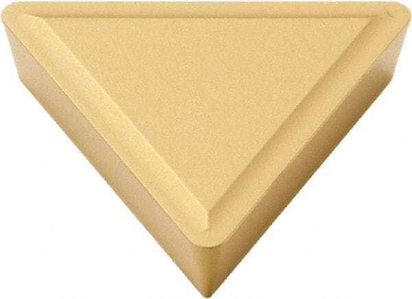 Seco - TPMR321 F1 Grade TP40 Carbide Turning Insert - TiC/TiCN/TiN Finish, 60° Triangle, 3/8" Inscr Circle, 1/8" Thick, 1/64" Corner Radius - Eagle Tool & Supply