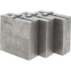 Abbott Workholding Products - 8" & Up Chuck Capacity, Tongue & Groove Attachment, Square Soft Lathe Chuck Jaw - 3 Jaws, Steel, 1-3/4" Btw Mount Hole Ctrs, 4" Long x 1-1/2" Wide x 4" High, 5/16" Groove, 3/8" Fastener - Eagle Tool & Supply