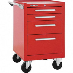 Kennedy - 4 Drawer Steel Tool Roller Cabinet - 20-1/2" Wide x 34" High x 18" Deep, Ball Bearing Drawer Slides, Red - Eagle Tool & Supply