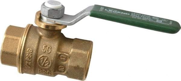 Legend Valve - 1/2" Pipe, Full Port, Brass Full Port Ball Valve - Bi-Directional, FNPT x FNPT Ends, Quarter Turn Handle, 600 WOG, 150 WSP - Eagle Tool & Supply