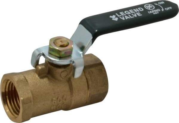 Legend Valve - 1/2" Pipe, Full Port, Brass Full Port Ball Valve - Bi-Directional, FNPT x FNPT Ends, Quarter Turn Handle, 600 WOG, 150 WSP - Eagle Tool & Supply