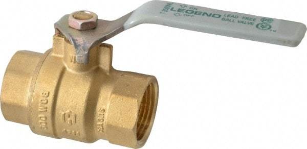 Legend Valve - 1" Pipe, Full Port, Brass Full Port Ball Valve - Bi-Directional, FNPT x FNPT Ends, Quarter Turn Handle, 600 WOG, 150 WSP - Eagle Tool & Supply