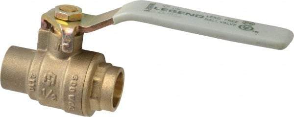 Legend Valve - 1/2" Pipe, Full Port, Brass Full Port Ball Valve - Bi-Directional, Sweat Ends, Quarter Turn Handle, 600 WOG, 150 WSP - Eagle Tool & Supply