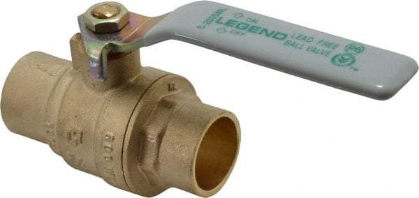 Legend Valve - 3/4" Pipe, Full Port, Brass Full Port Ball Valve - Bi-Directional, Sweat Ends, Quarter Turn Handle, 600 WOG, 150 WSP - Eagle Tool & Supply