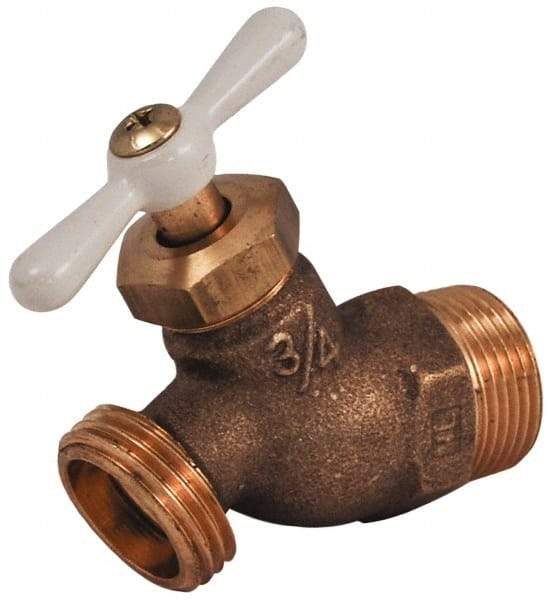 Legend Valve - 1/2" Pipe, 125 psi WOG Rating, Brass Hose Bibb, Stop Valve - T Handle, MNPT x MGHT End Connections, Use with Potable Water Applications - Eagle Tool & Supply