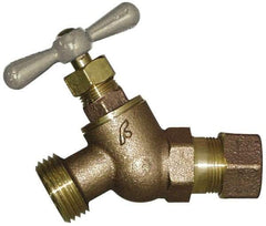 Legend Valve - 1/2" Pipe, 125 psi WOG Rating, Brass Hose Bibb, Stop Valve - T Handle, MGHT End Connections, Use with Potable Water Applications - Eagle Tool & Supply