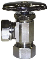 Legend Valve - NPT 1/2 Inlet, 110 Max psi, Chrome Finish, Rubber Water Supply Stop Valve - 1/2 Compression Outlet, Angle, Silver Handle, For Use with Potable Water Applications - Eagle Tool & Supply