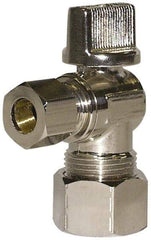 Legend Valve - PEX 1/2 Inlet, 125 Max psi, Chrome Finish, Carbon Steel Water Supply Stop Valve - 3/8 Compression Outlet, Angle, Silver Handle, For Use with Potable Water Applications - Eagle Tool & Supply