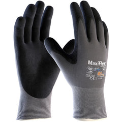 ‎42-874/L MaxiFlex Seamless Knits - MaxiFlex Ultimate w/ AD-APT - Gray 15G Nylon Shell - Blk MicroFoam Grip - Exact Industrial Supply