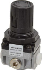 PRO-SOURCE - 1/8 NPT Port, 17 CFM, Aluminum Miniature Regulator - 7 to 145 psi Range, 220 Max psi Supply Pressure, 1/8" Gauge Port Thread, 1.56" Wide x 3.19" High - Eagle Tool & Supply