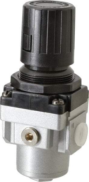 PRO-SOURCE - 1/4 NPT Port, 56 CFM, Aluminum Intermediate Regulator - 7 to 145 psi Range, 220 Max psi Supply Pressure, 1/8" Gauge Port Thread, 2.16" Wide x 5.31" High - Eagle Tool & Supply