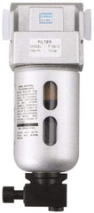 PRO-SOURCE - 1/2" Port, 6.77" High x 2-3/4" Wide Standard Filter with Polycarbonate Bowl, Automatic Drain - 125 SCFM, 145 Max psi, 140°F Max Temp, Modular Connection, Bowl Guard, 1.5 oz Bowl Capacity - Eagle Tool & Supply