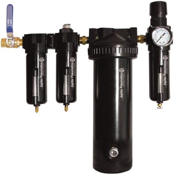 PRO-SOURCE - 25 CFM at 100 psi Inlet, 5 Stage Heavy-Duty Desiccant Dryer - 1/2" NPT Inlet/Outlet x 15" Long x 5-1/2" Wide x 16" High - Eagle Tool & Supply